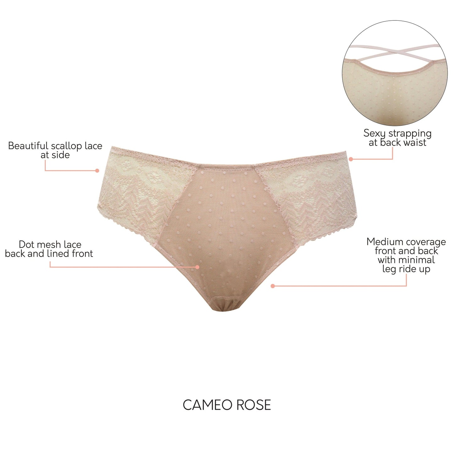 Mia P5955 Medium Coverage Hipster  - Cameo Rose