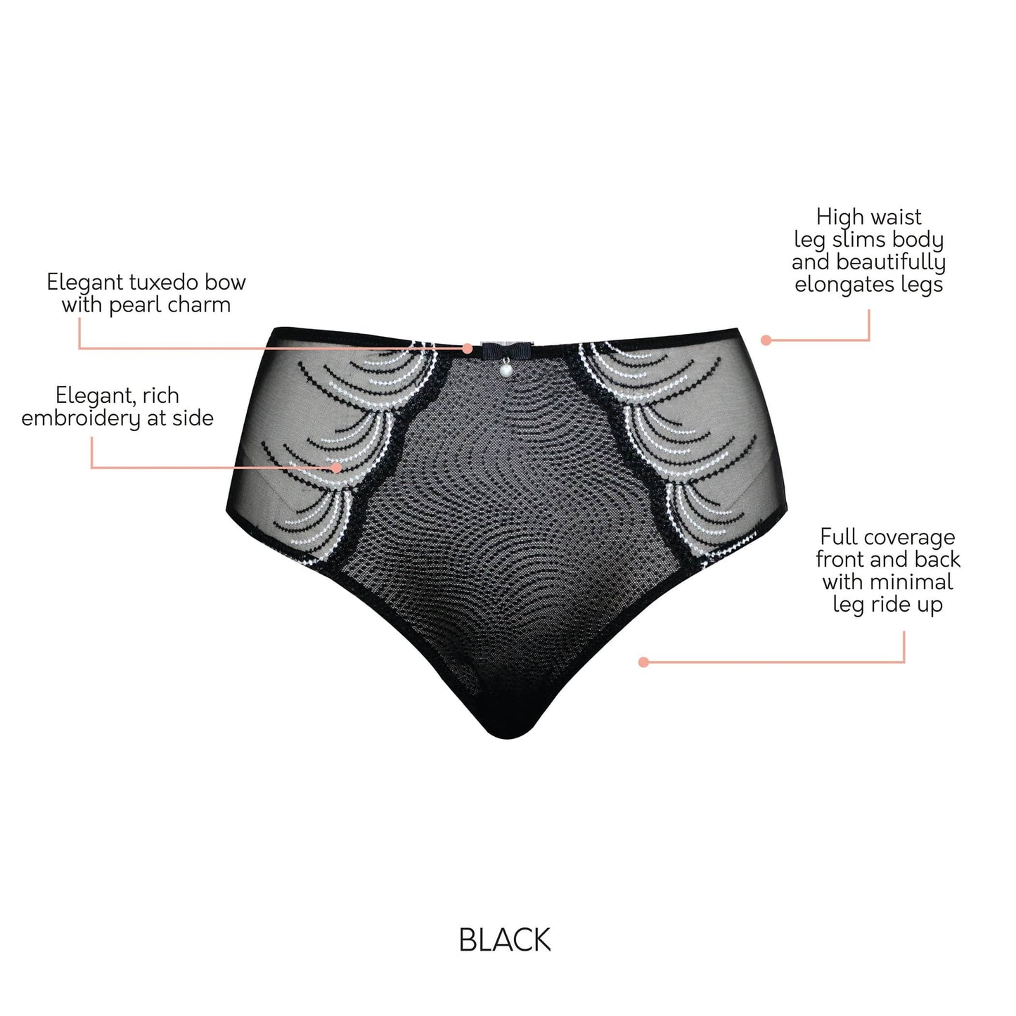 Pearl P6093 Full Coverage High Waisted French Cut - Black