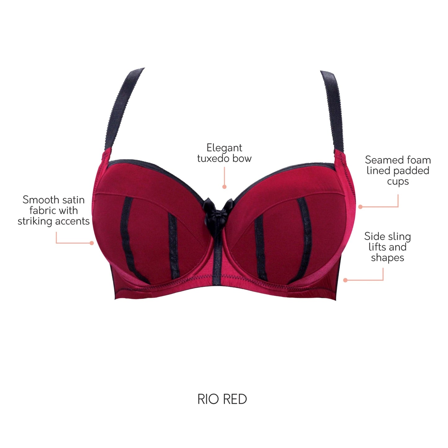 Charlotte 6901 Women's Full Busted and Full Figured Sexy Padded Bra - Rio Red