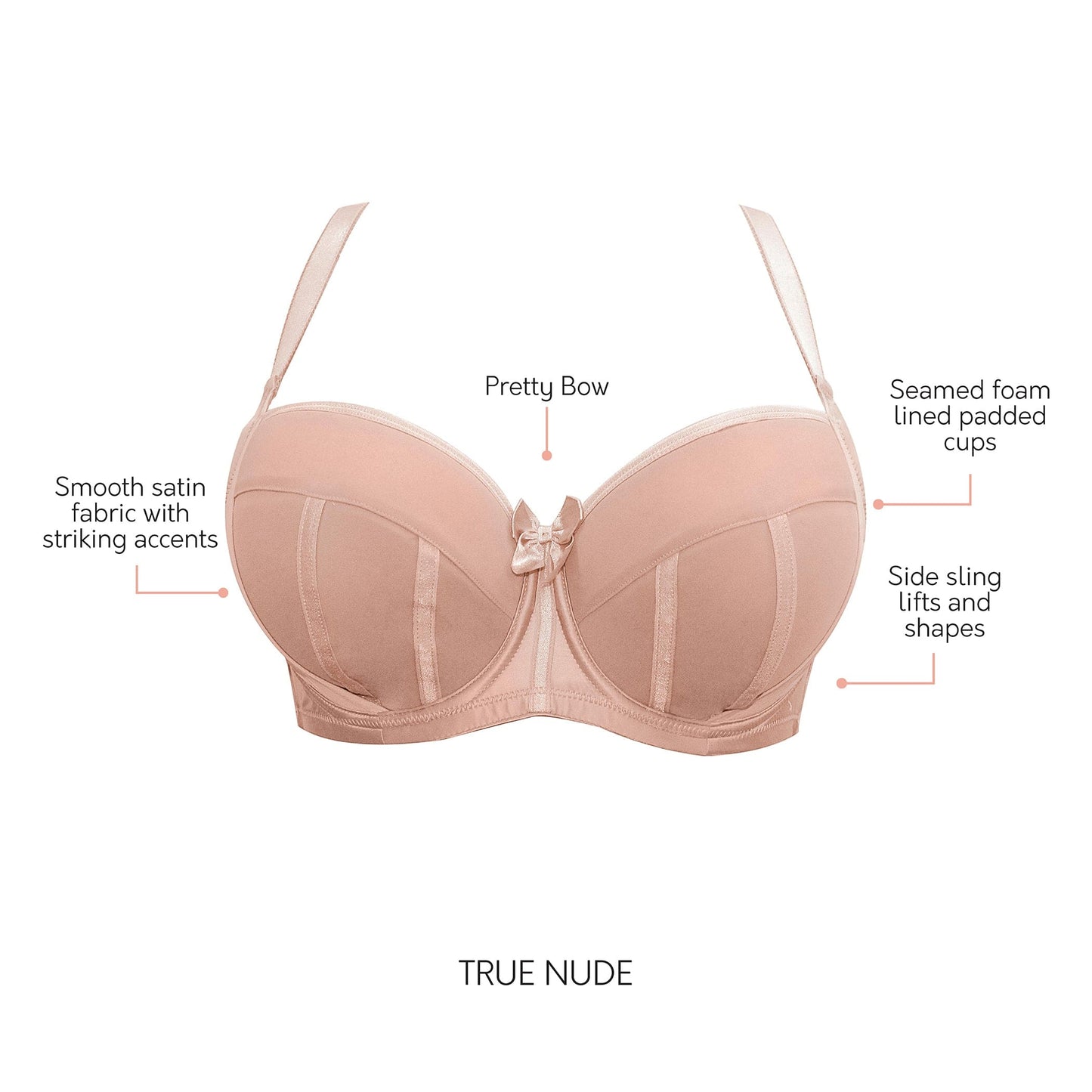 Charlotte 6901 Women's Full Busted and Full Figured Sexy Padded Bra - T. Nude