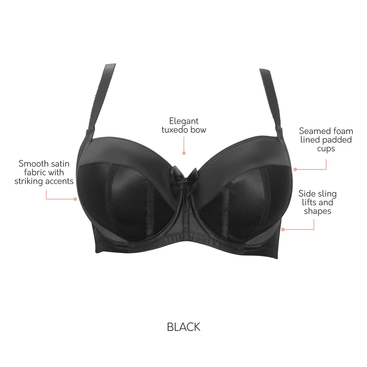 Charlotte 6901 Women's Full Busted and Full Figured Sexy Padded Bra - Black