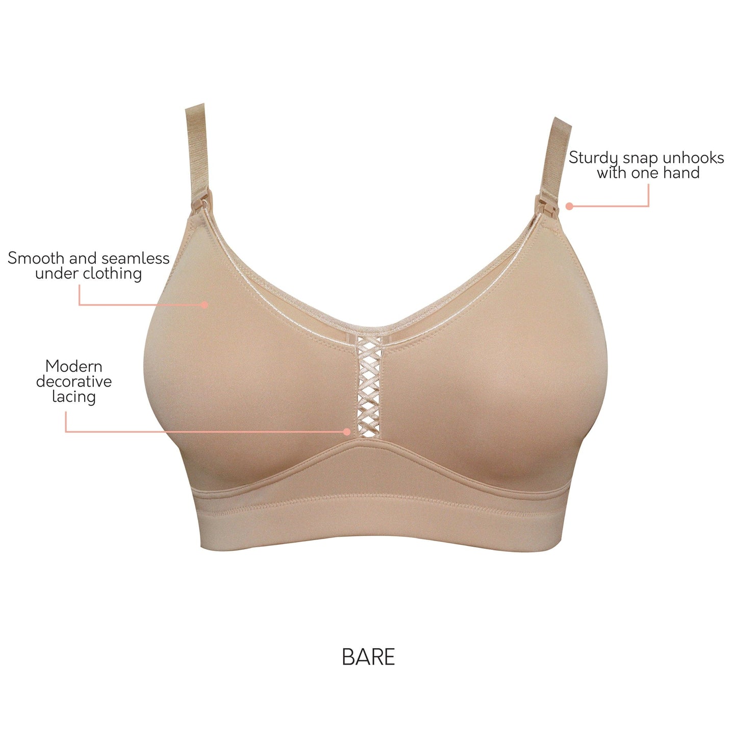 Erika P58611 Women Full Bust Smooth Seamless Wire-Free Nursing Bra - Bare