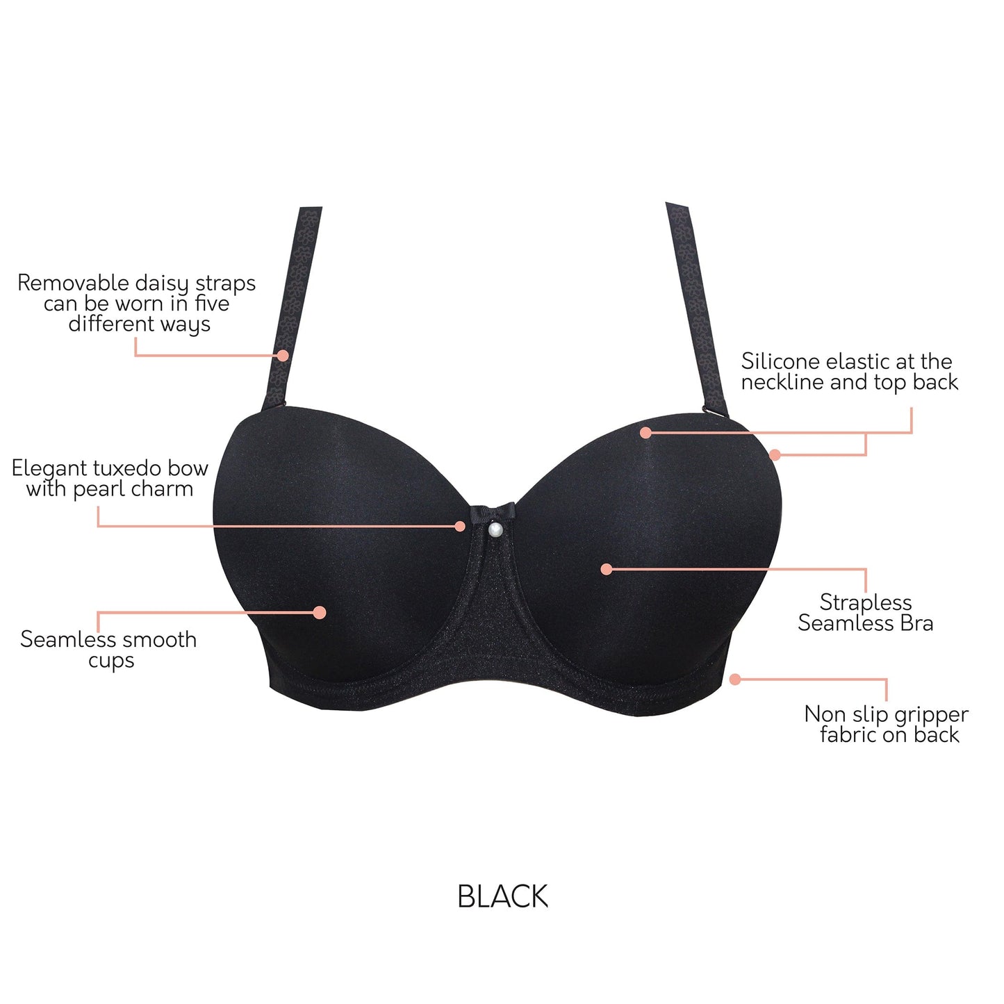 Elise P60915 Full Busted Strapless Bra - Black