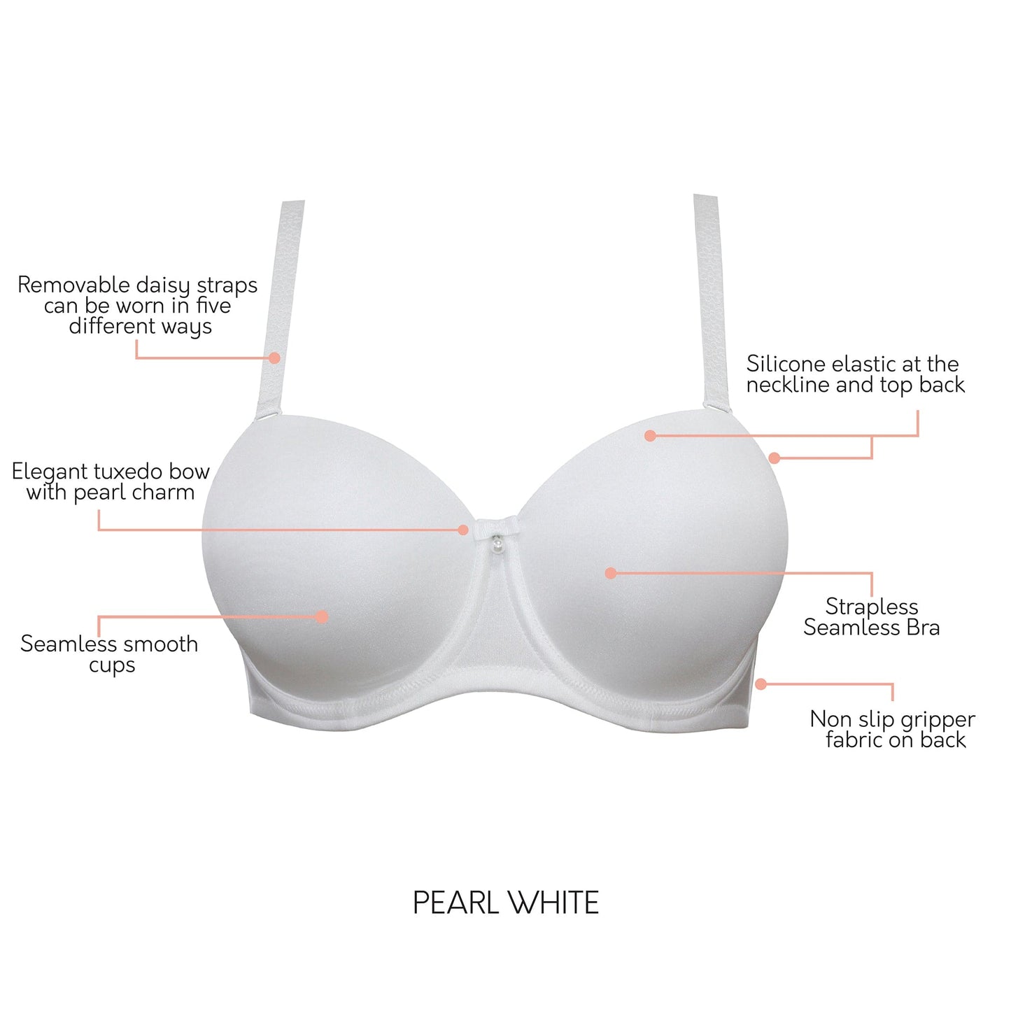 Elise P60915 Full Busted Strapless Bra - Pearl White