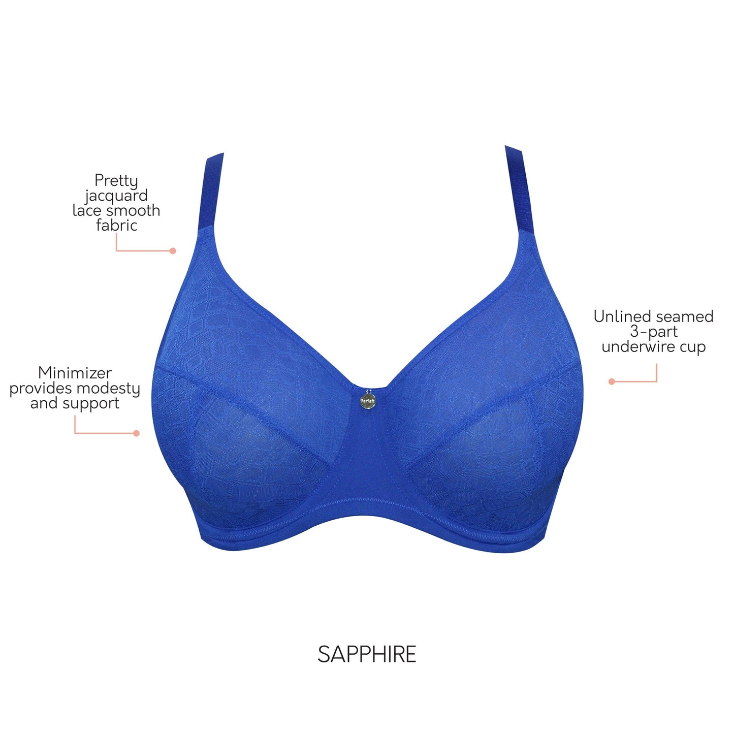 Enora P5272 Women's Full Bust Supportive Full Coverage Unlined Minimizer - Sapphire