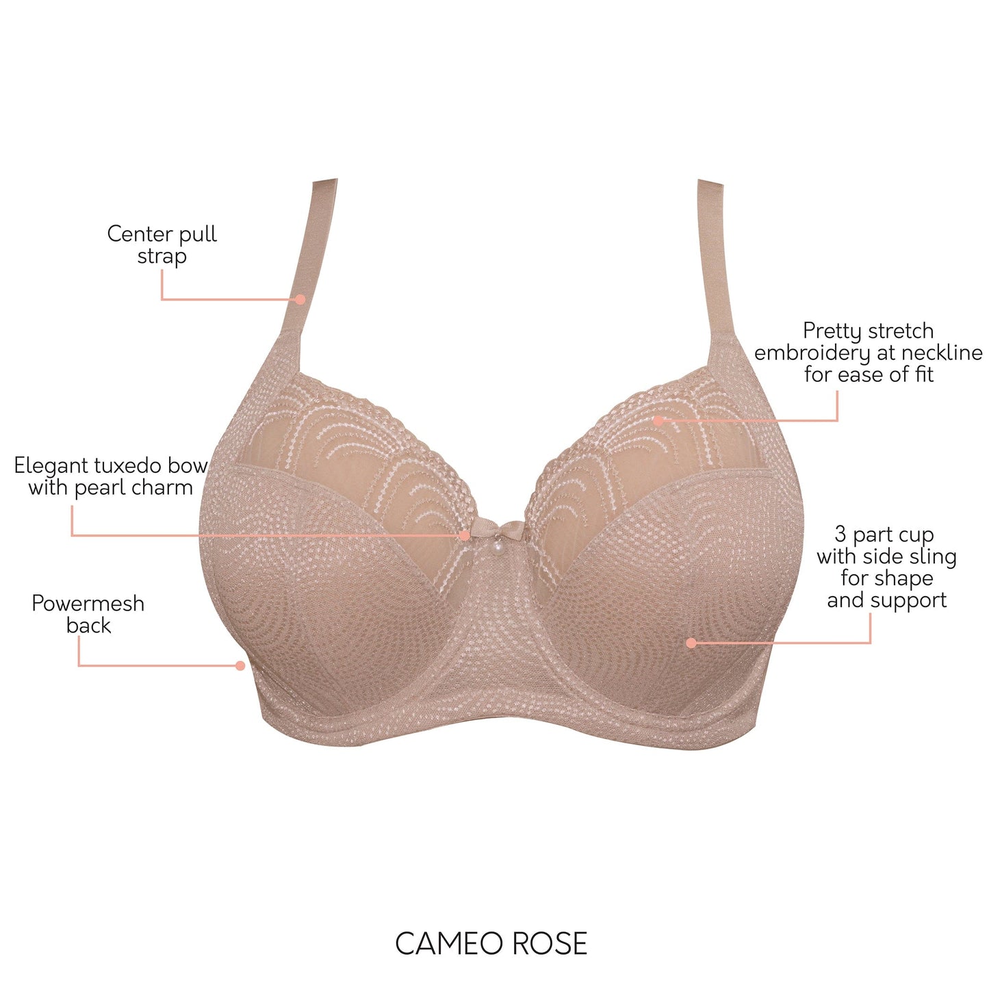 Pearl P60923 Women's Unlined Full Busted Bra - Cameo Rose
