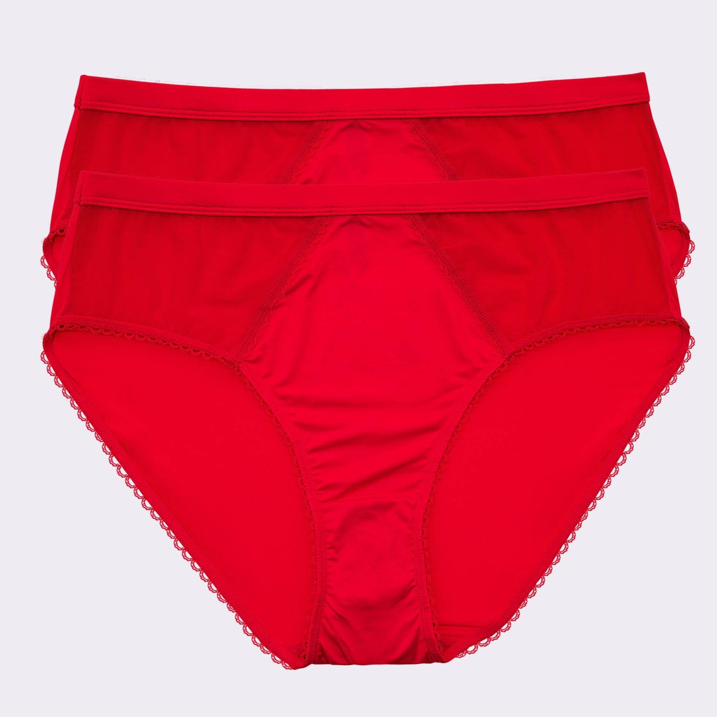 Micro Dressy PP306 French Cut High Waisted Sexy Sheer Panties (2 Pack)  - Racing Red
