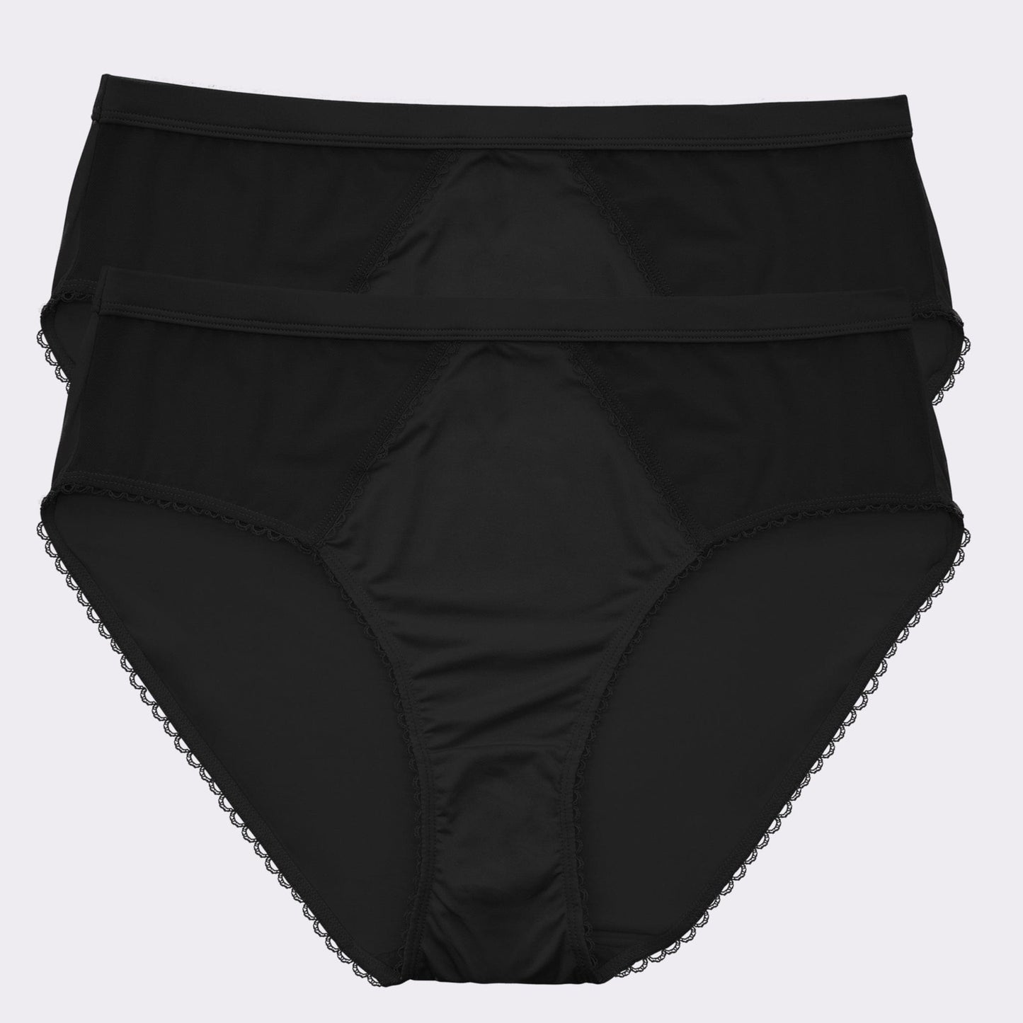 Micro Dressy PP306 French Cut High Waisted Sexy Sheer Panties (2 Pack)  - Black